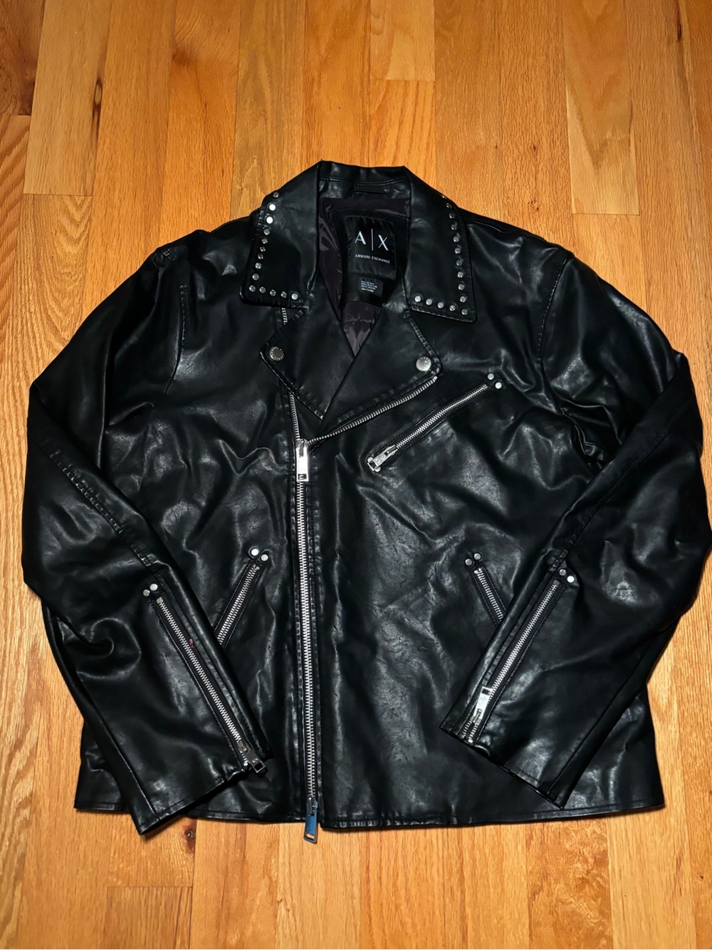 Armani Men’s Synthetic Leather Biker Jacket